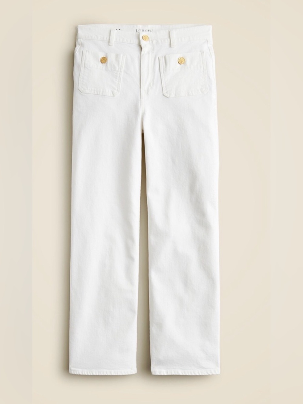 J. Crew White Jeans with Gold Button Accents